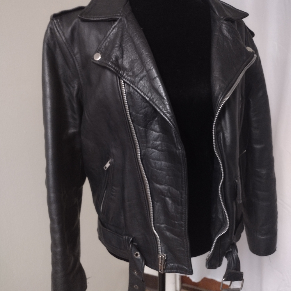 Fidelity Black Leather Biker Jacket